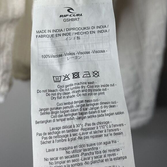 RIPCURL Womens Ivory Crochet Detail Top Flowy 100% Viscose Sz Extra Small XS - Picture 7 of 8